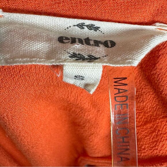 Orange pleated vneck keyhole romper size small - Picture 4 of 5